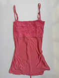 Load image into Gallery viewer, 00's Salmon pinstripe sequin lace cami w tie back • Size M
