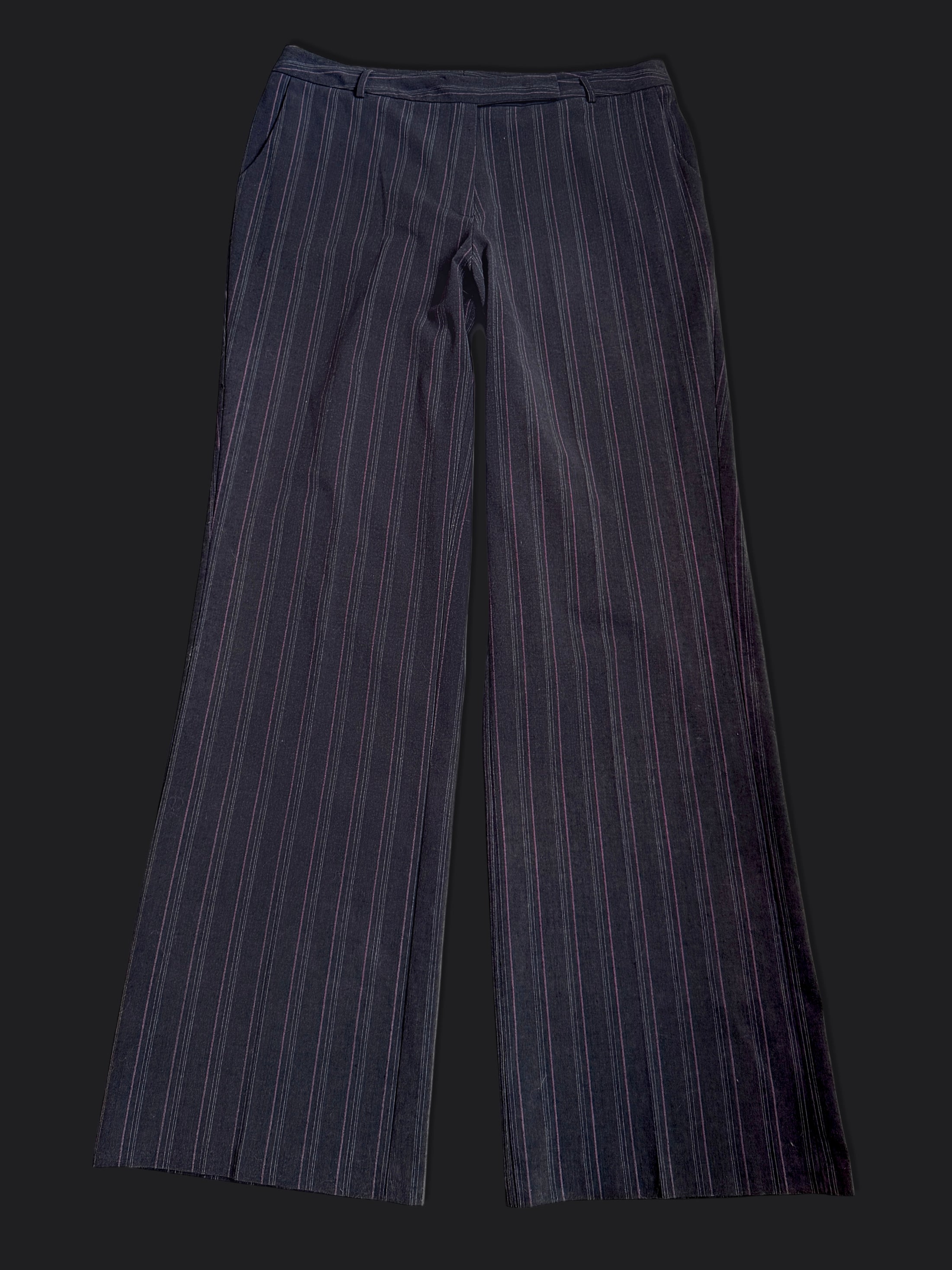 00's Charcoal low-rise officecore pants w pink pinstripes • Size 16