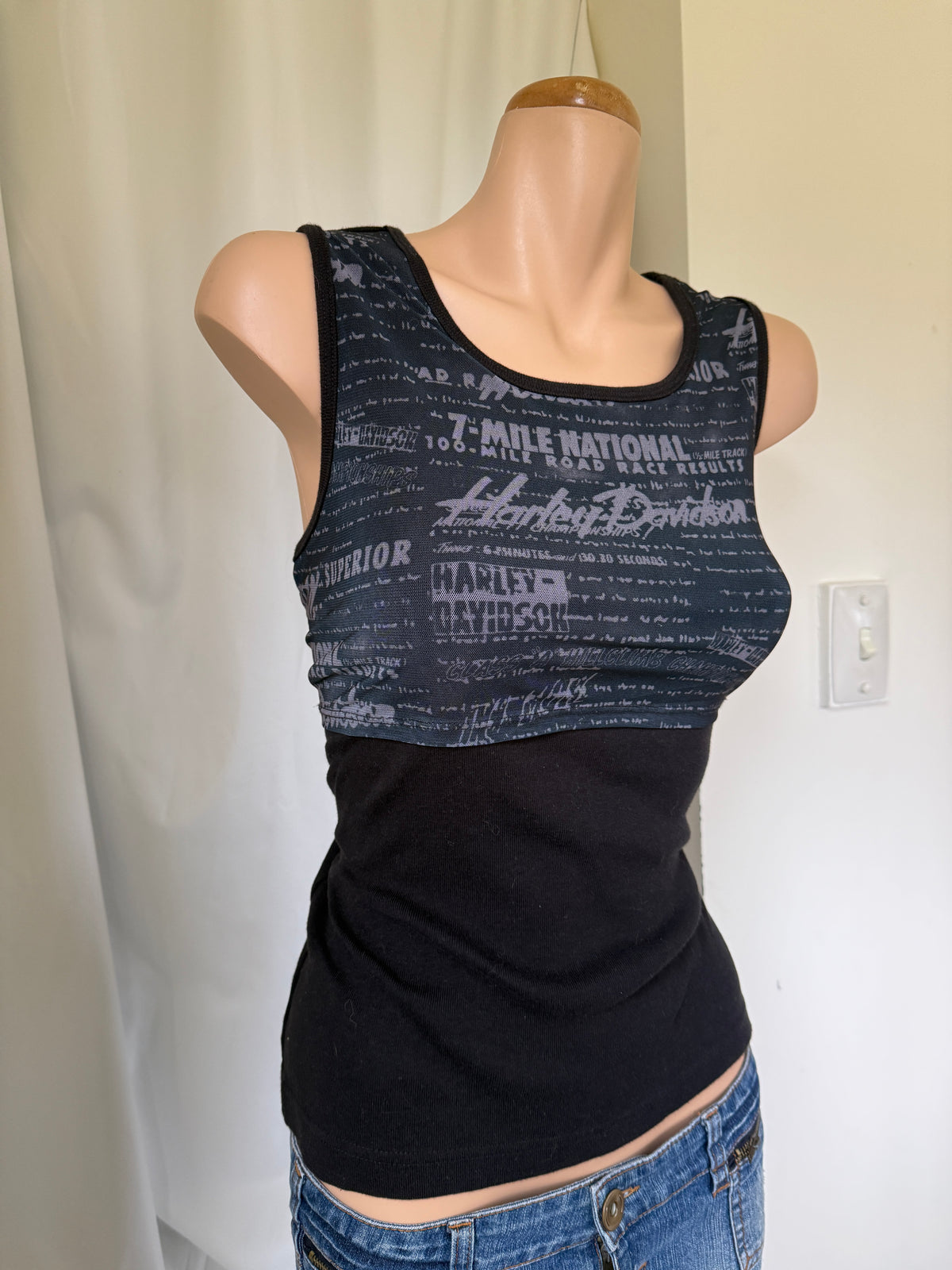 USA 00's Harley Davidson mesh overlay tank • Size L