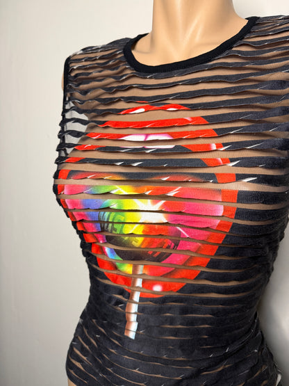 Rare 00's Miss Sixty lollipop mesh tank • Size M