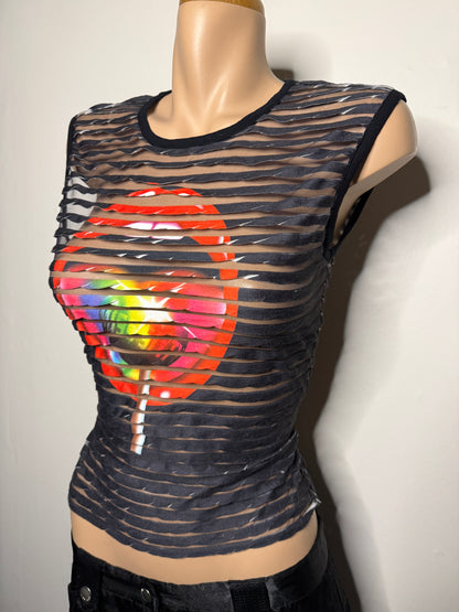 Rare 00's Miss Sixty lollipop mesh tank • Size M