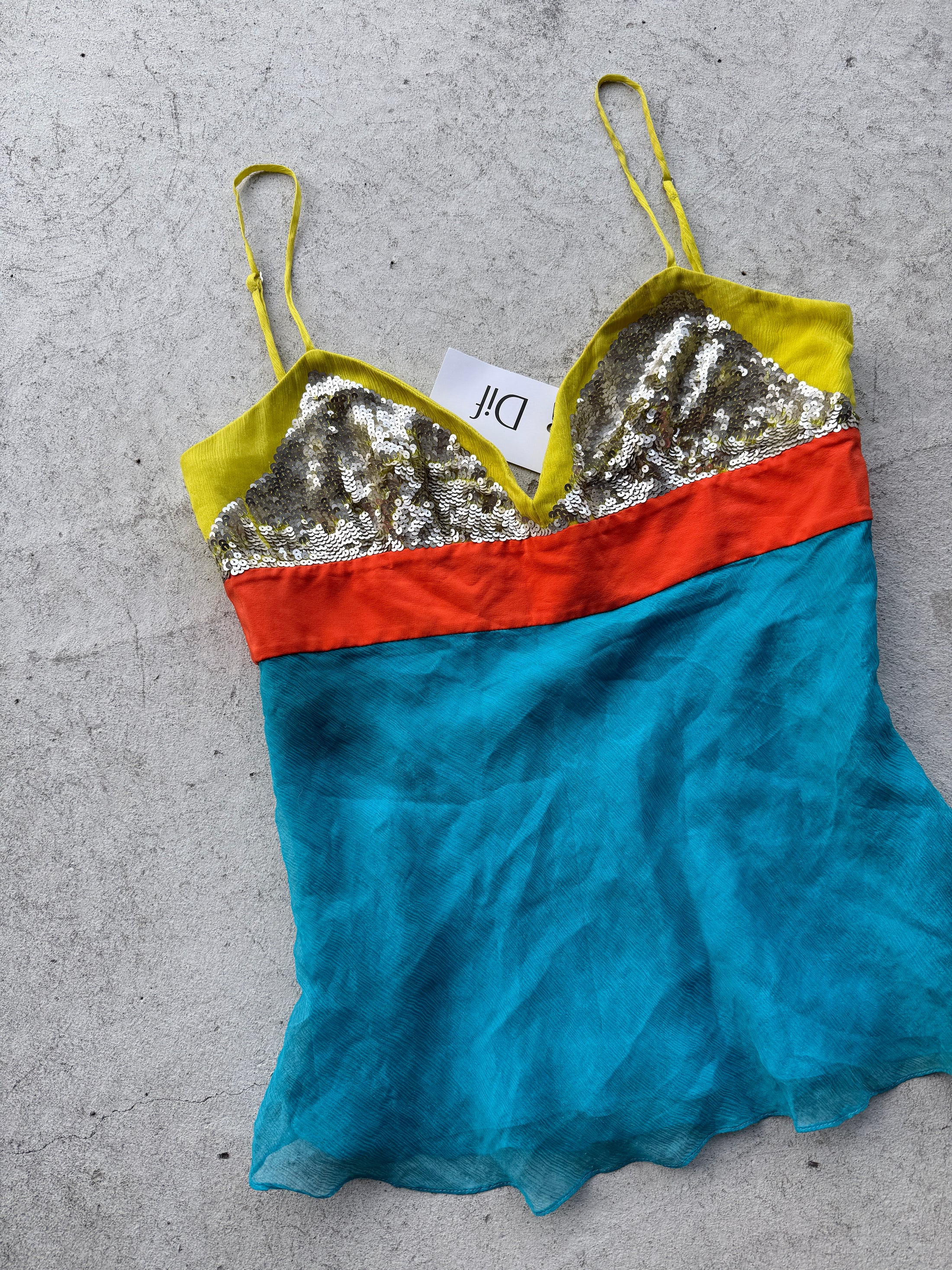 Deadstock 00's BCBG silk cami w sequins • Size S