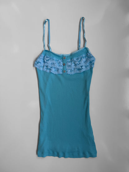 00's Ribbed henley cami w lace trim • Size S