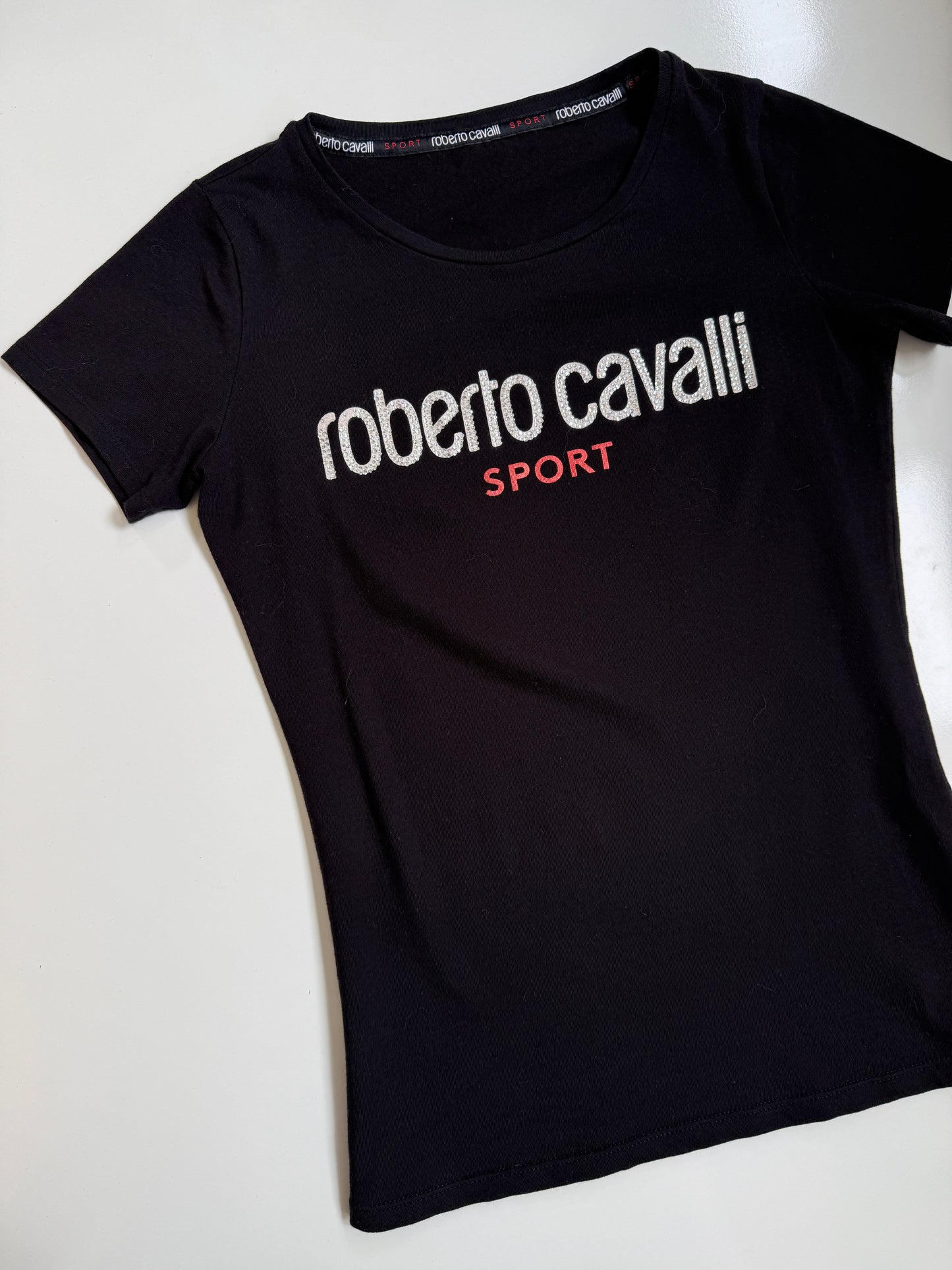 00's Roberto Cavalli Sport diamanté baby tee • Size S/M