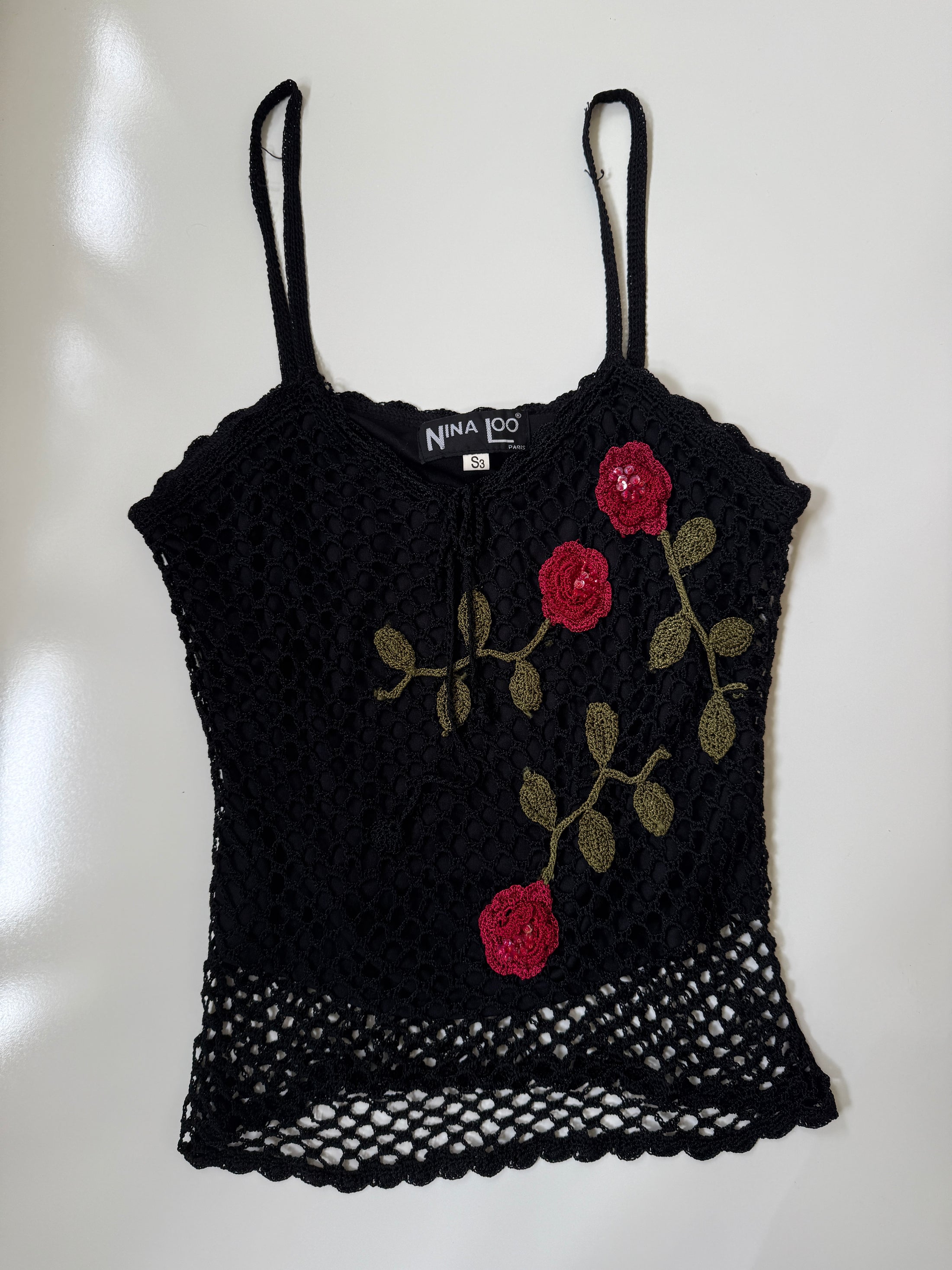 00's Crochet beaded rose cami • Size XS/S