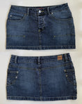 Load image into Gallery viewer, 00's denim cargo mini w contrast stitching • Size 8
