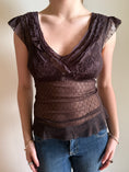 Load image into Gallery viewer, 00's Mesh embroidered ruffle top • Size M

