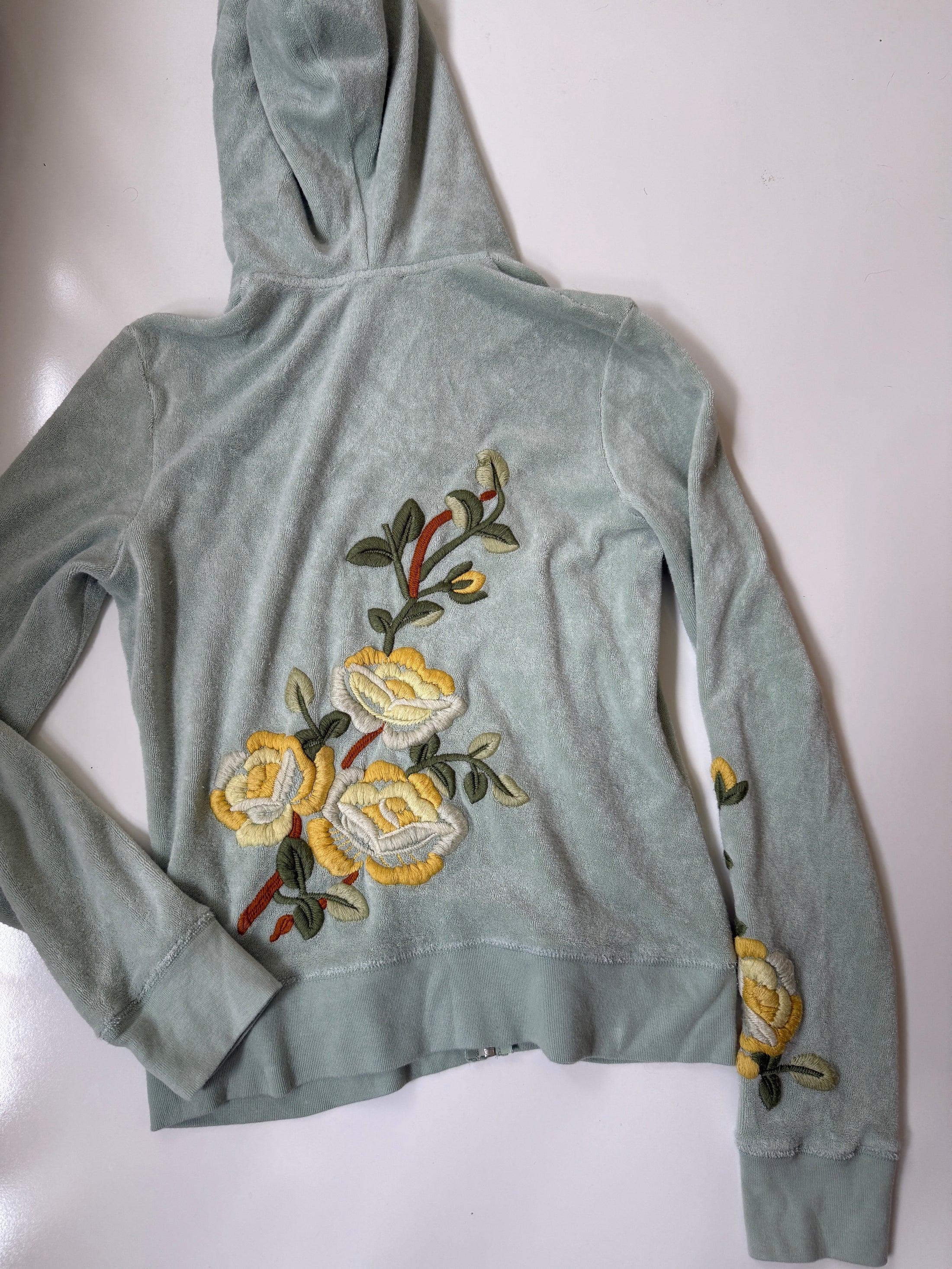 00's Juicy Couture pale turquoise terrycloth hoodie• Size S