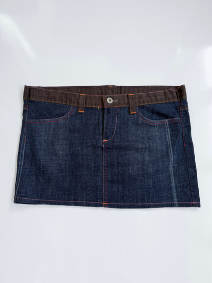 00's Denim mini w plaid trim *Blue • Size 10