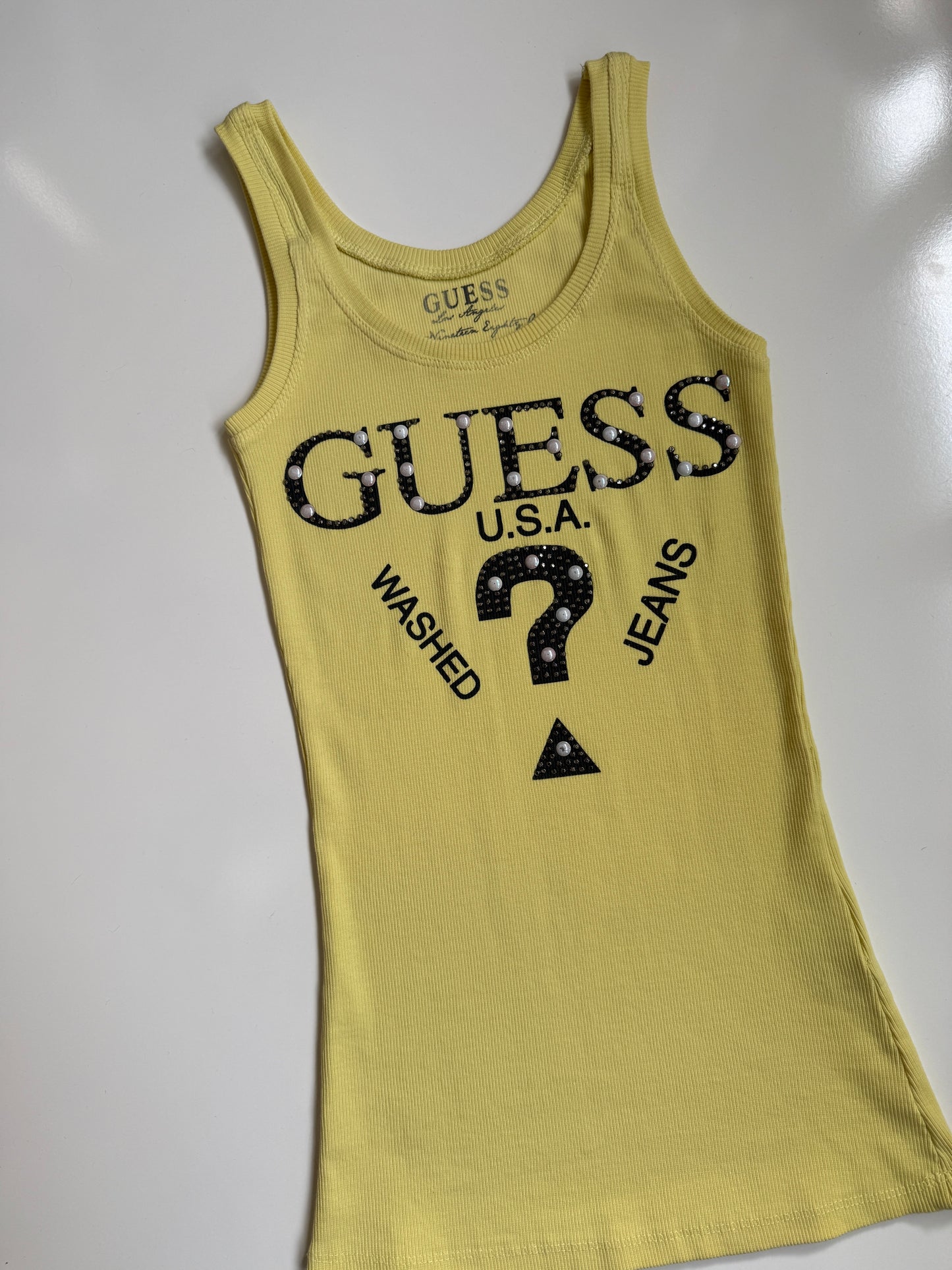 00's Guess ribbed diamante tank • Size S