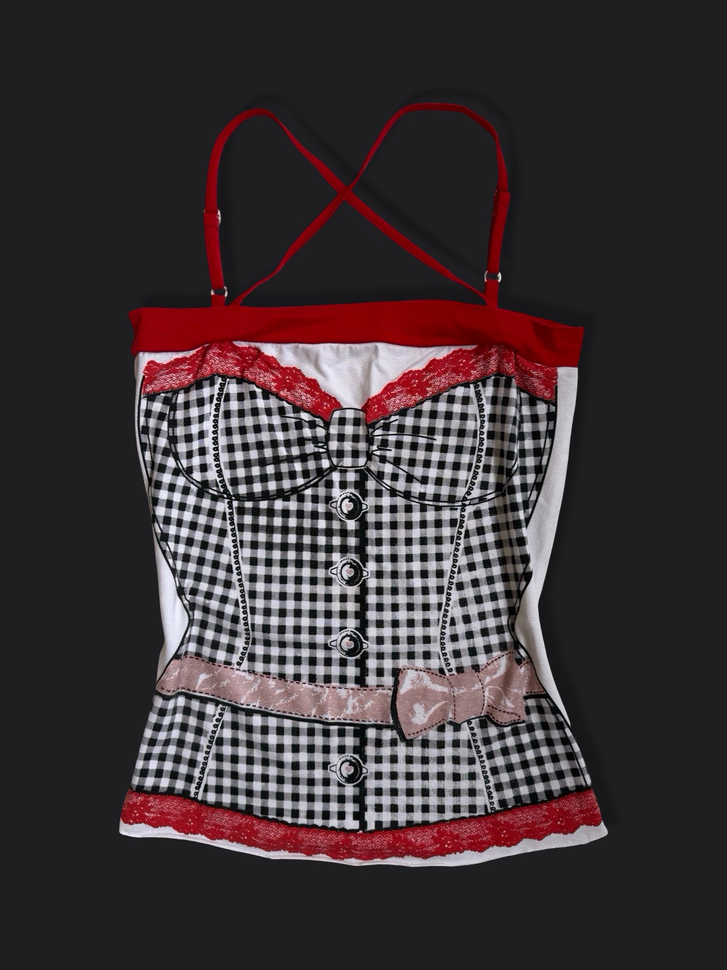 00's Volcano plaid corset print cami • Size S
