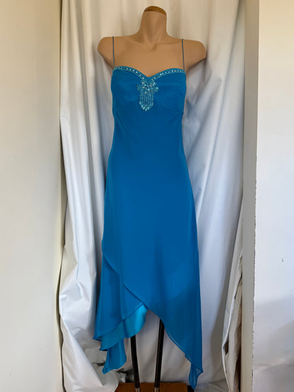 AU 00's Studibaker beaded asymmetric sheer dress • Size 10