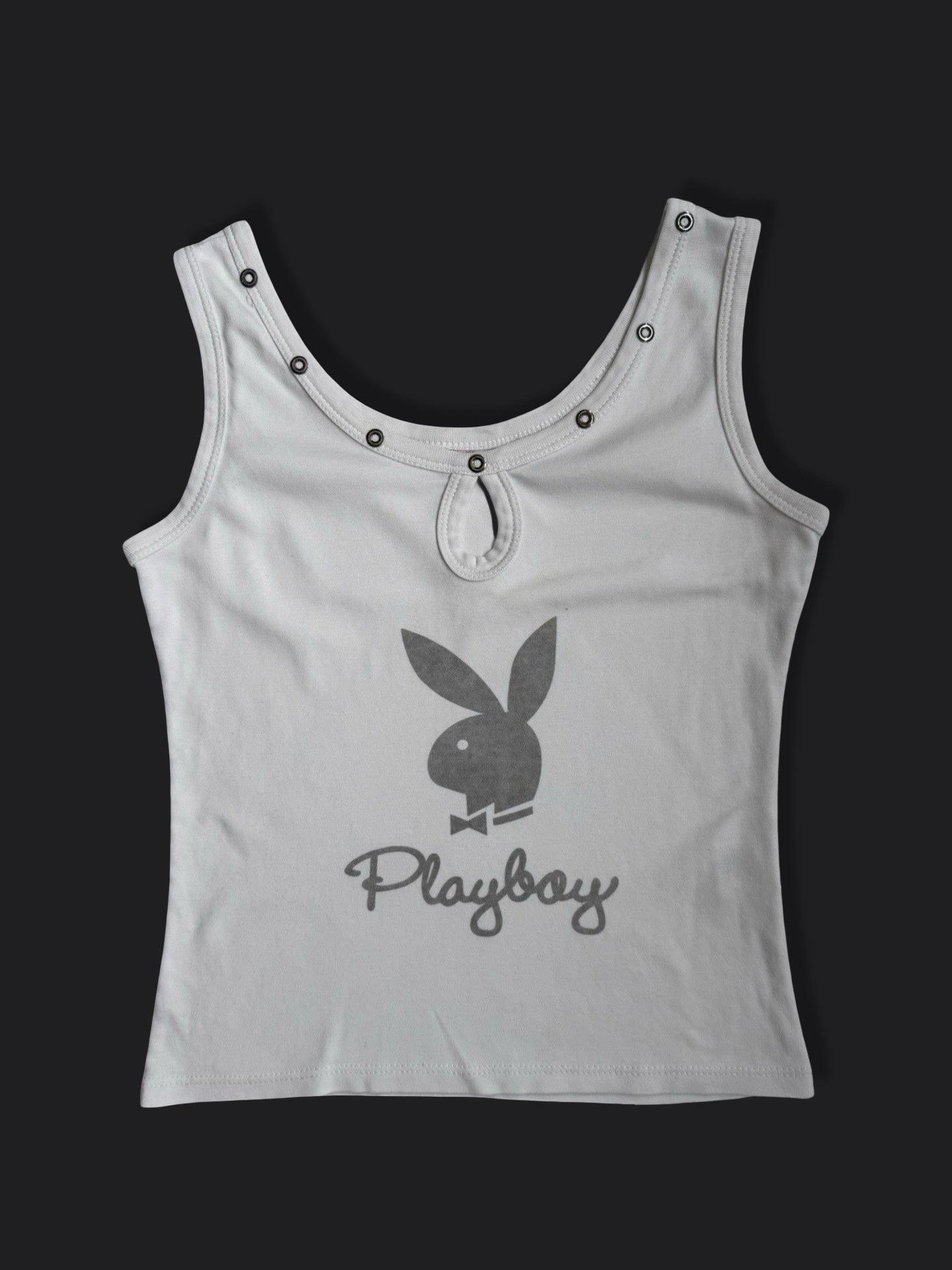 00's Playboy cotton tank w grommet detail • Size S