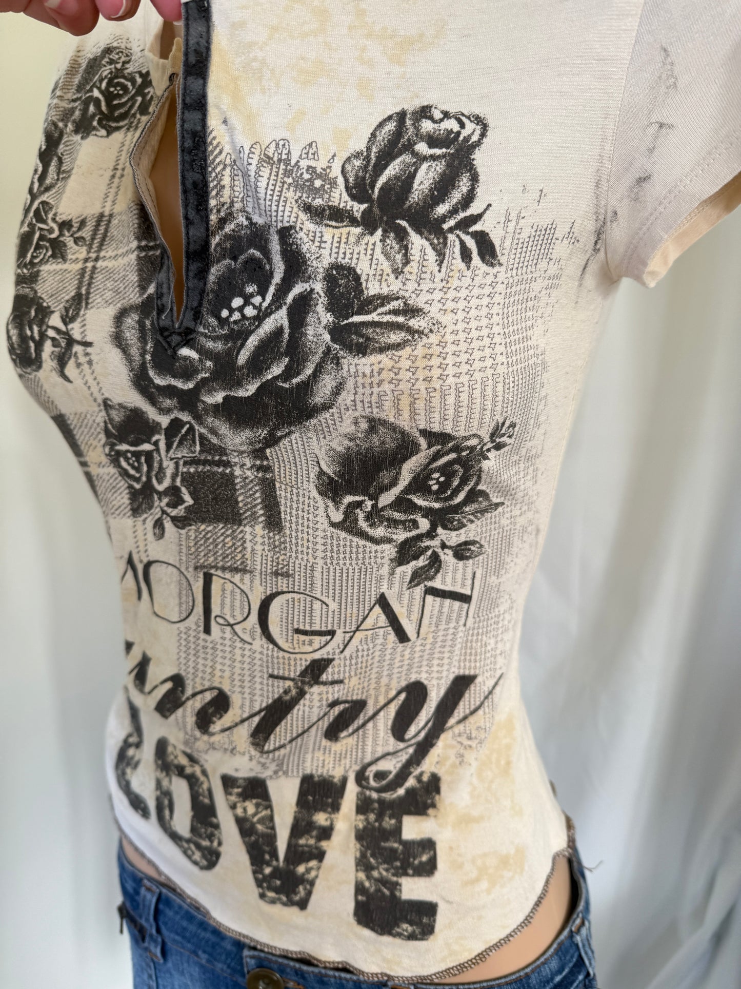 00's Morgan graphic print baby tee • Size M