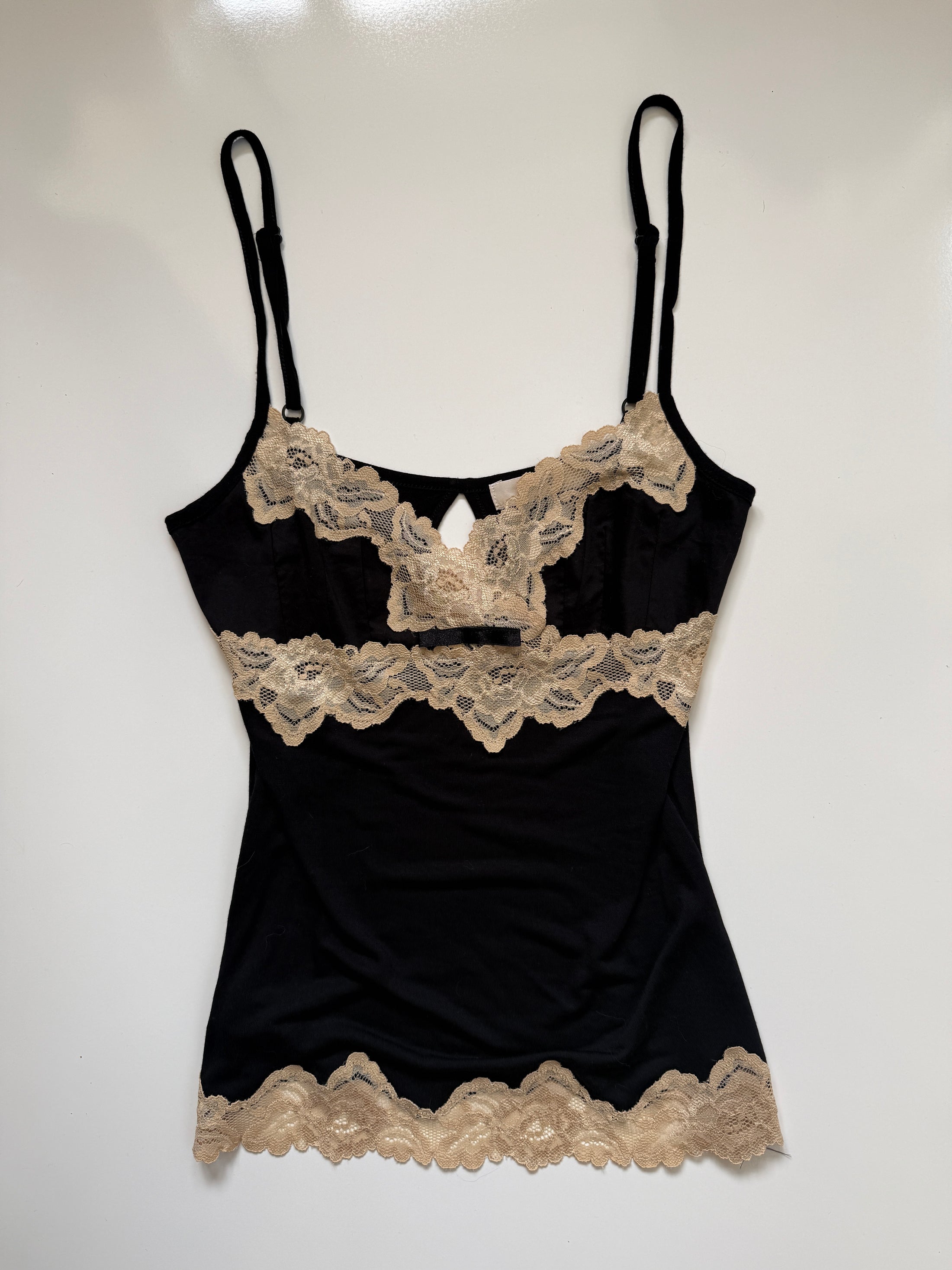 00's Mango Suit cotton cami w lace trim • Size M