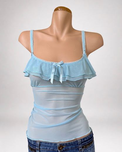 00s Baby blue mesh cami w ribbon • Size M