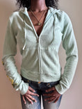 Load image into Gallery viewer, 00's Juicy Couture pale turquoise terrycloth hoodie• Size S
