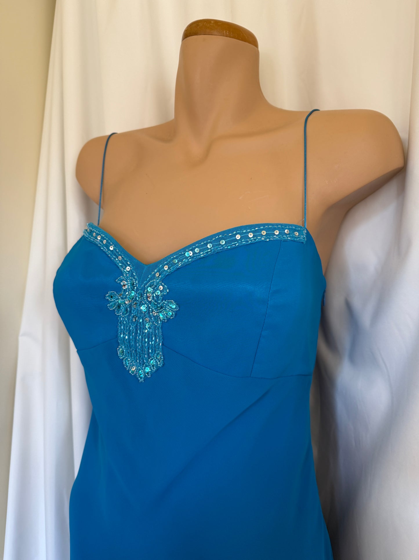 AU 00's Studibaker beaded asymmetric sheer dress • Size 10