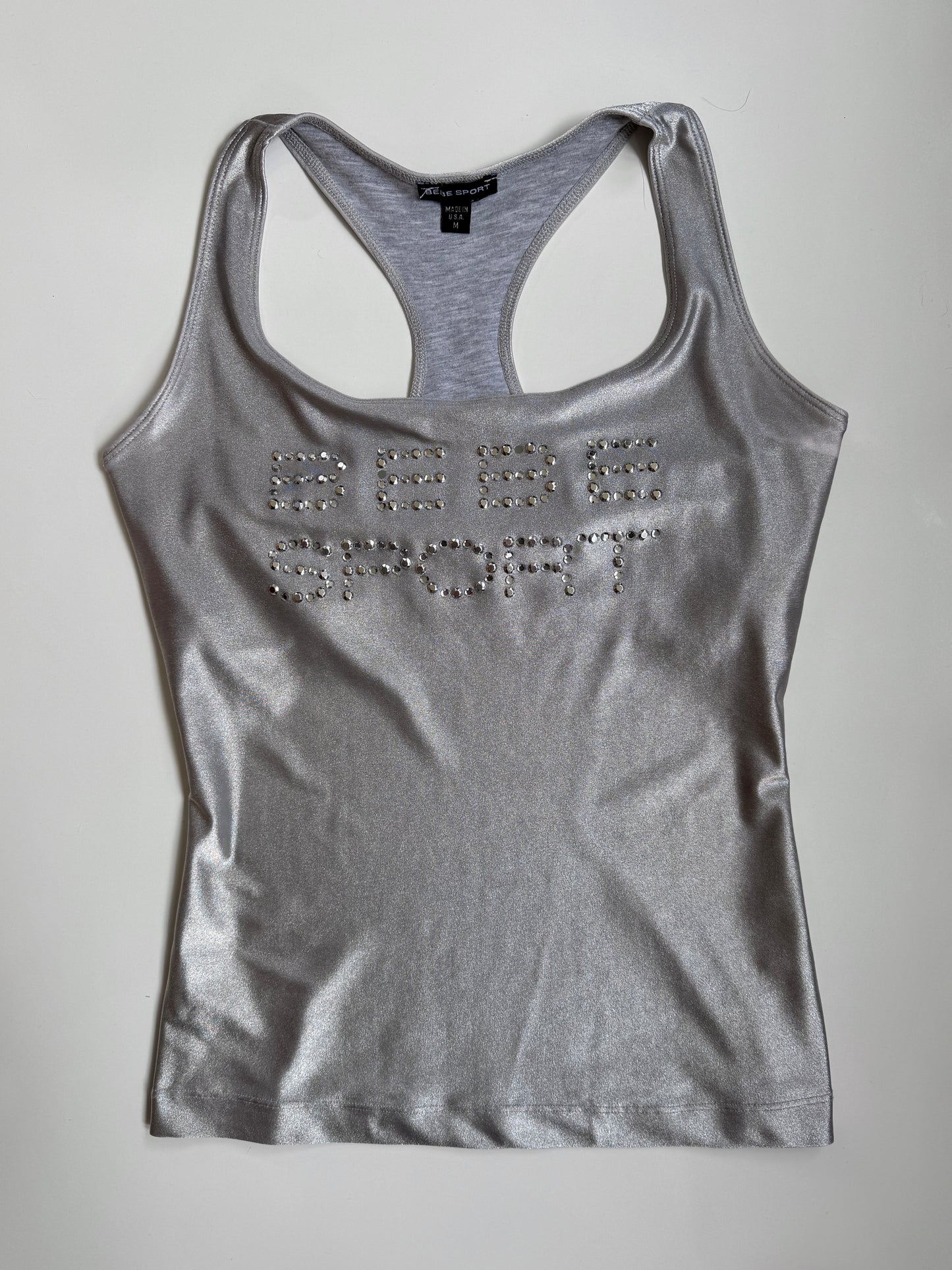 00's Bebe sport diamante chrome tank • Size S/M