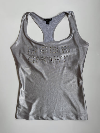 00's Bebe sport diamante chrome tank • Size S/M