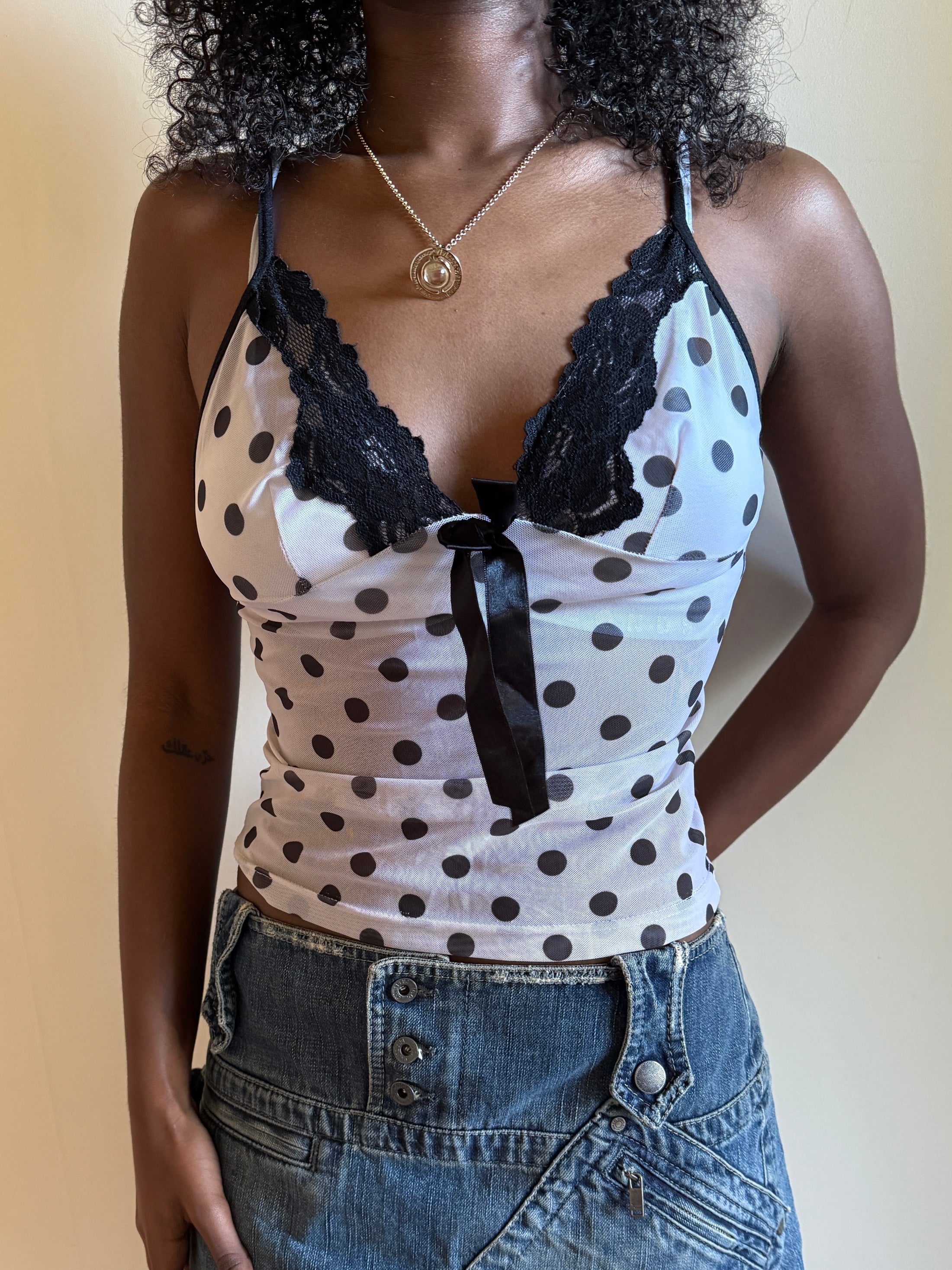 00's Polka dot mesh cami • Size XS