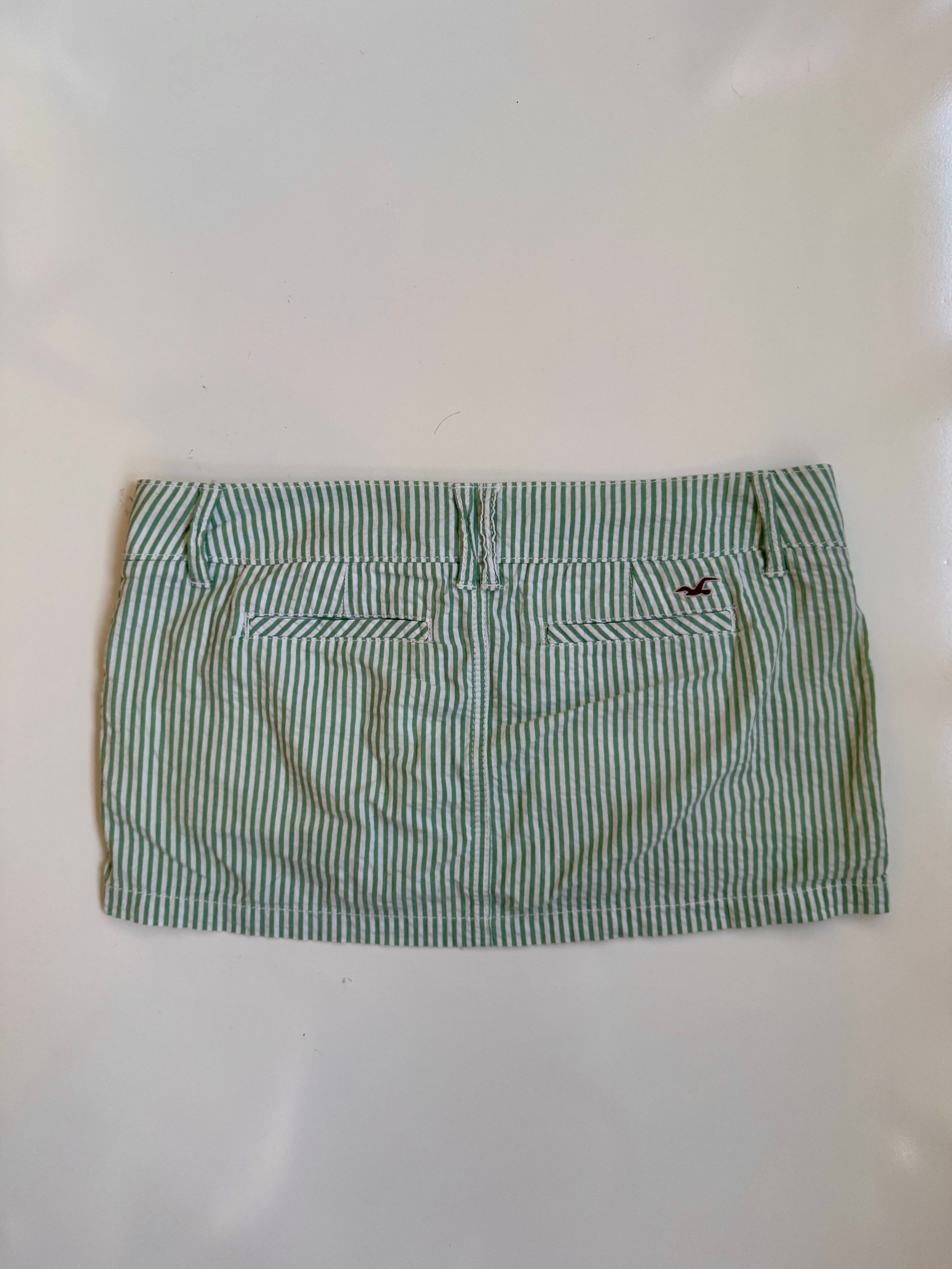 00's Hollister green pinstripe micro mini • Size 8