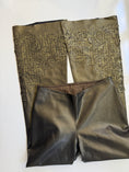 Load image into Gallery viewer, 00's Faux leather embroidered flares • Size 8
