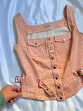 Load image into Gallery viewer, 00's Roman gingham corset style top • Size S
