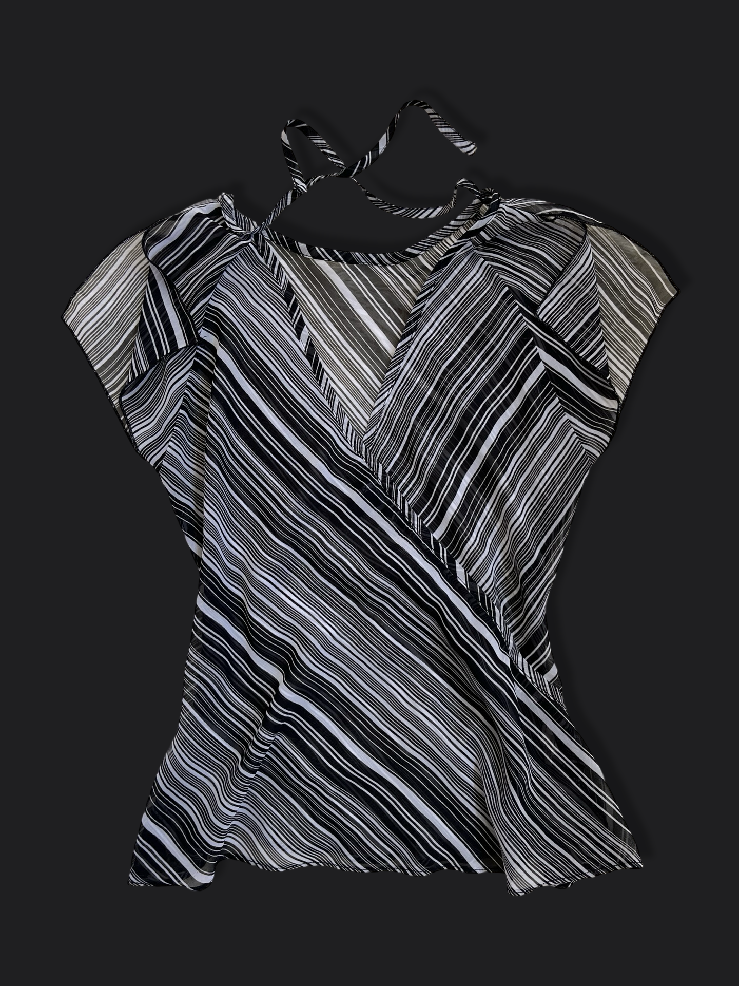 00's Stripy sheer flowy top