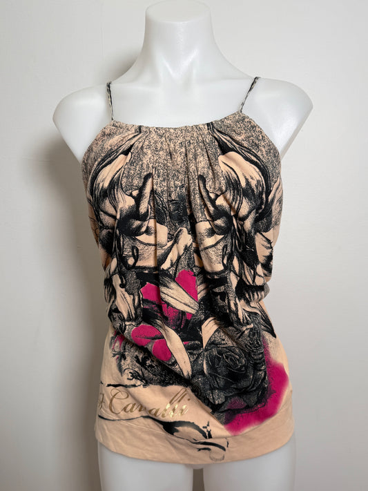 00's Cavalli flowy graphic print cotton halter• Size M