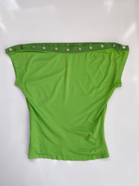 00's Green snap button top • Size M
