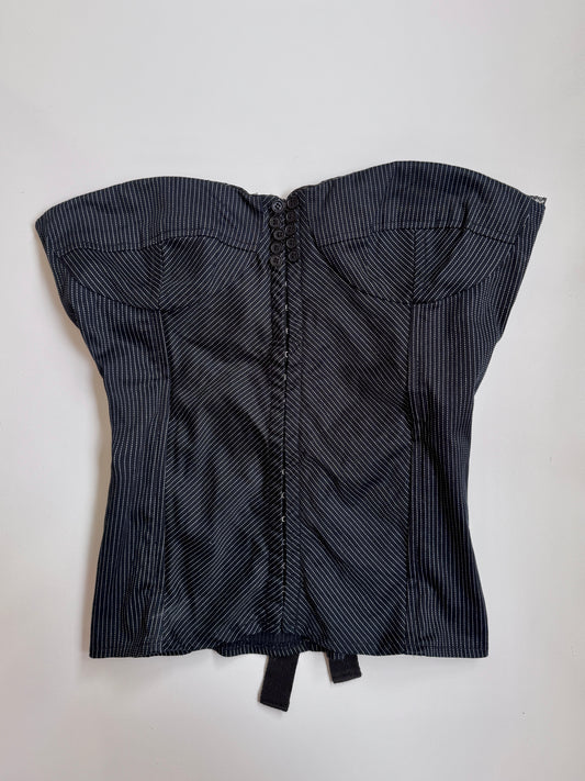 00's Tally Weijl pinstripe bustier w tie back • Size 12