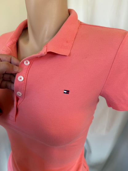 00's Tommy fitted peach polo • Size S