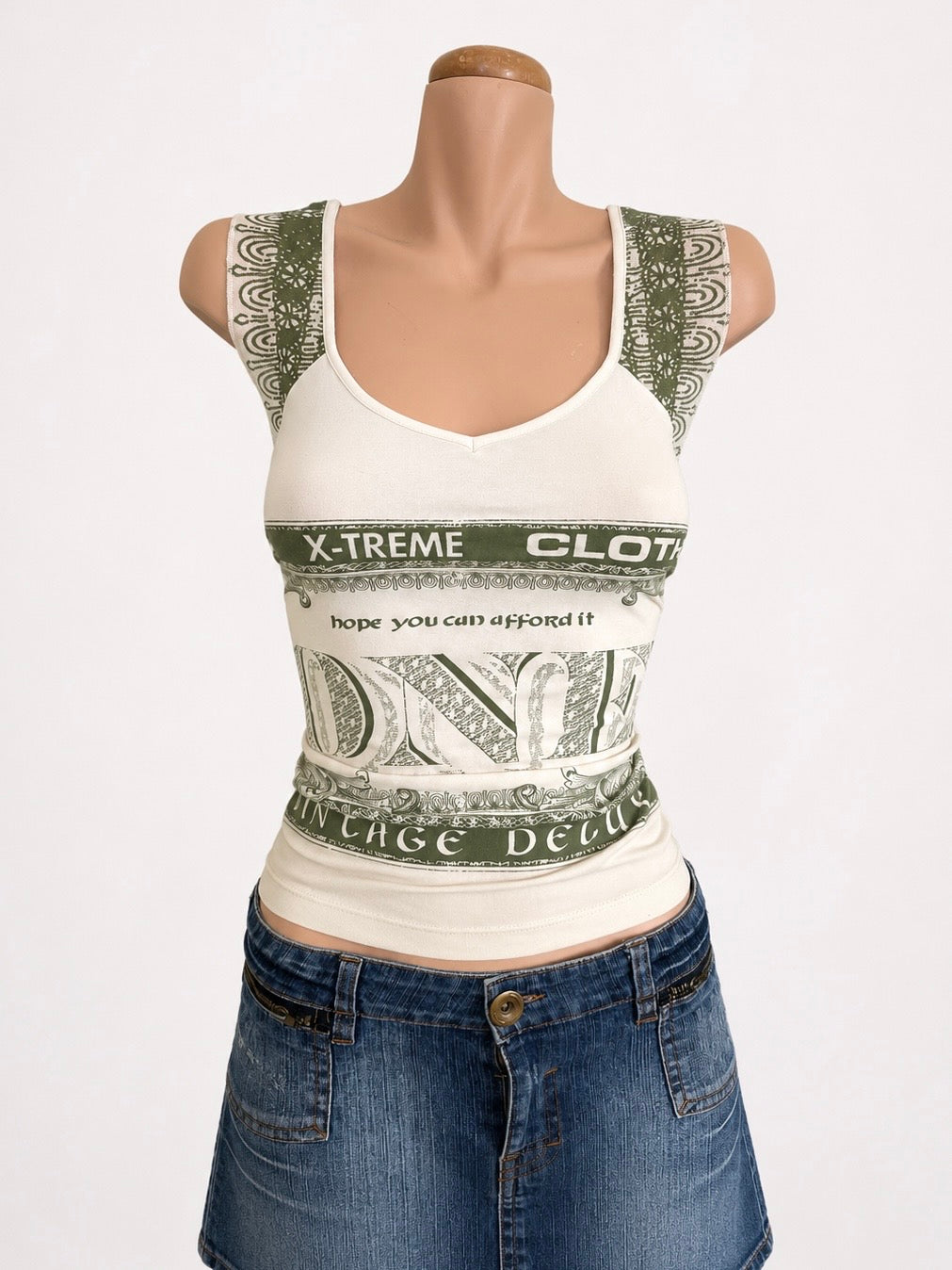 00's Money print mesh tank • Size L