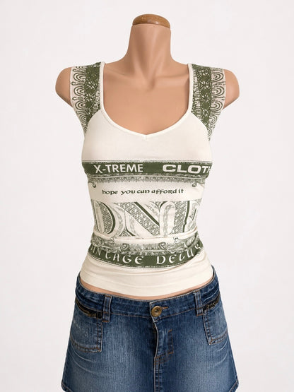 00's Money print mesh tank • Size L