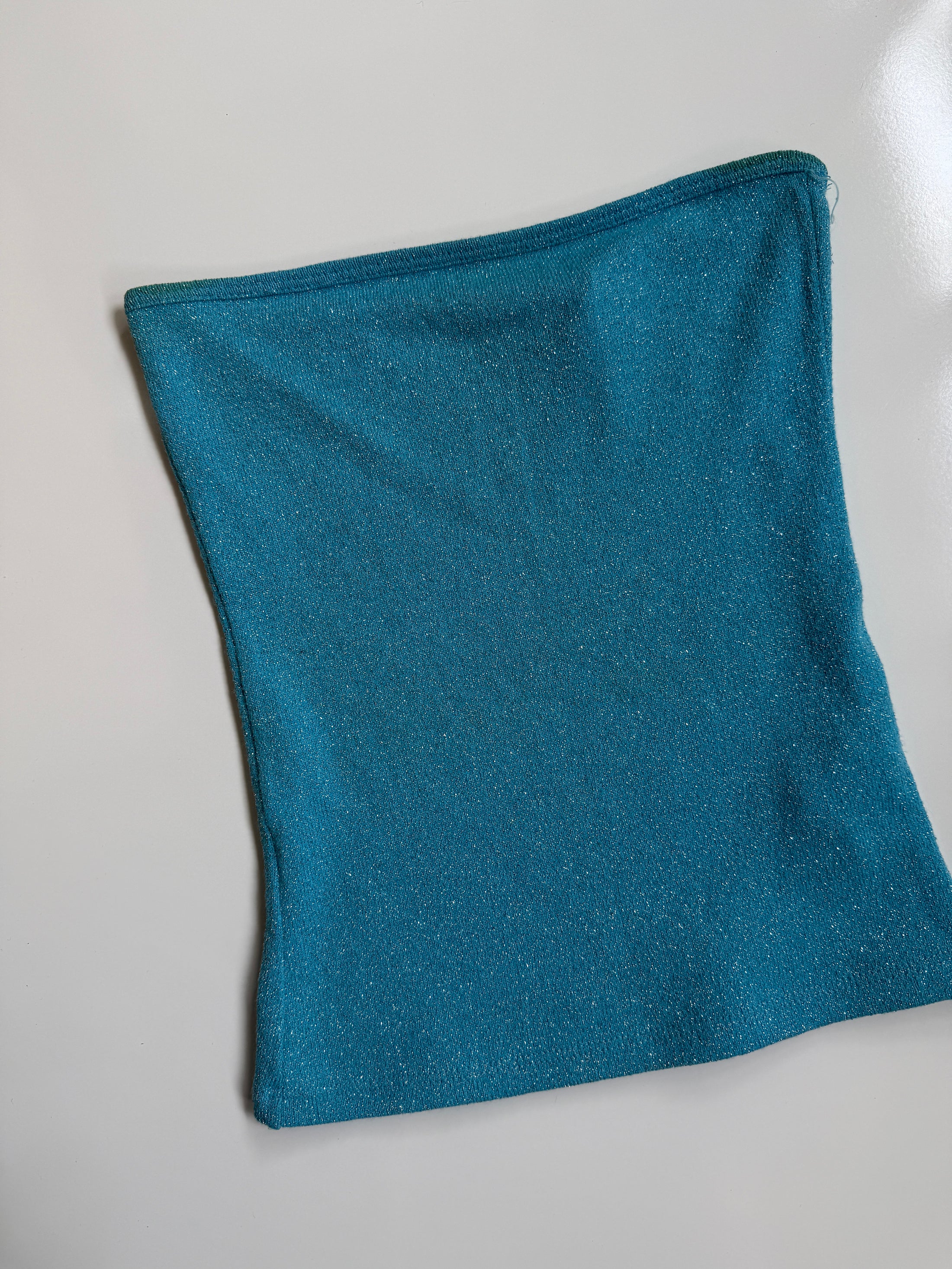 00's Zara teal knit glitter tube top• Size S/M