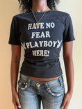Load image into Gallery viewer, 00's Playboy glitter print baby tee • Size S/M
