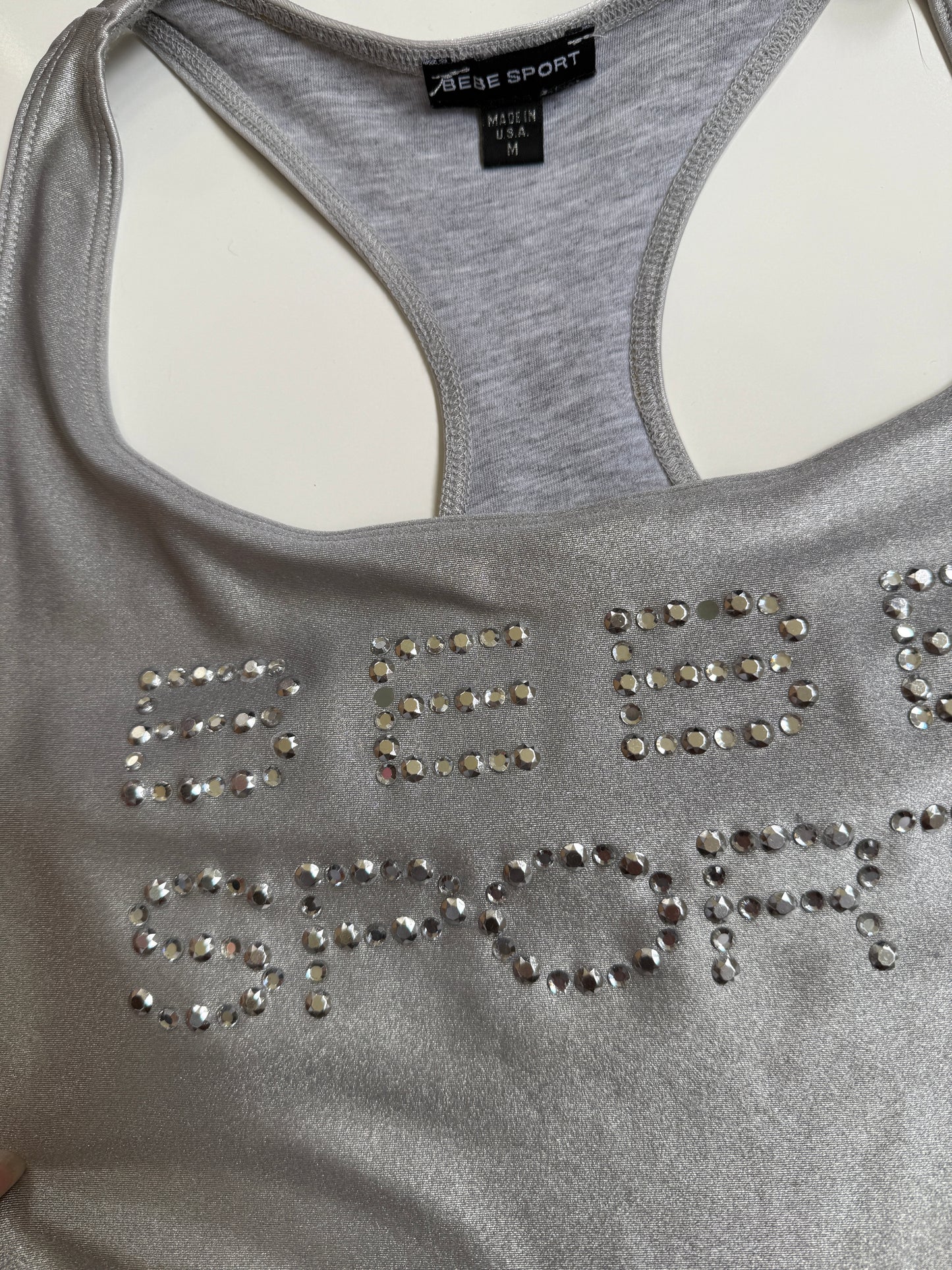 00's Bebe sport diamante chrome tank • Size S/M