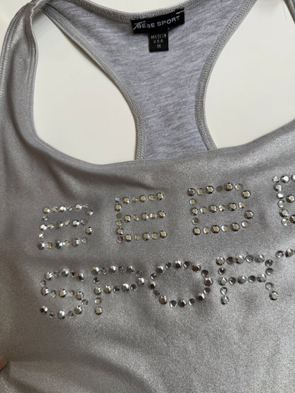 00's Bebe sport diamante chrome tank • Size S/M
