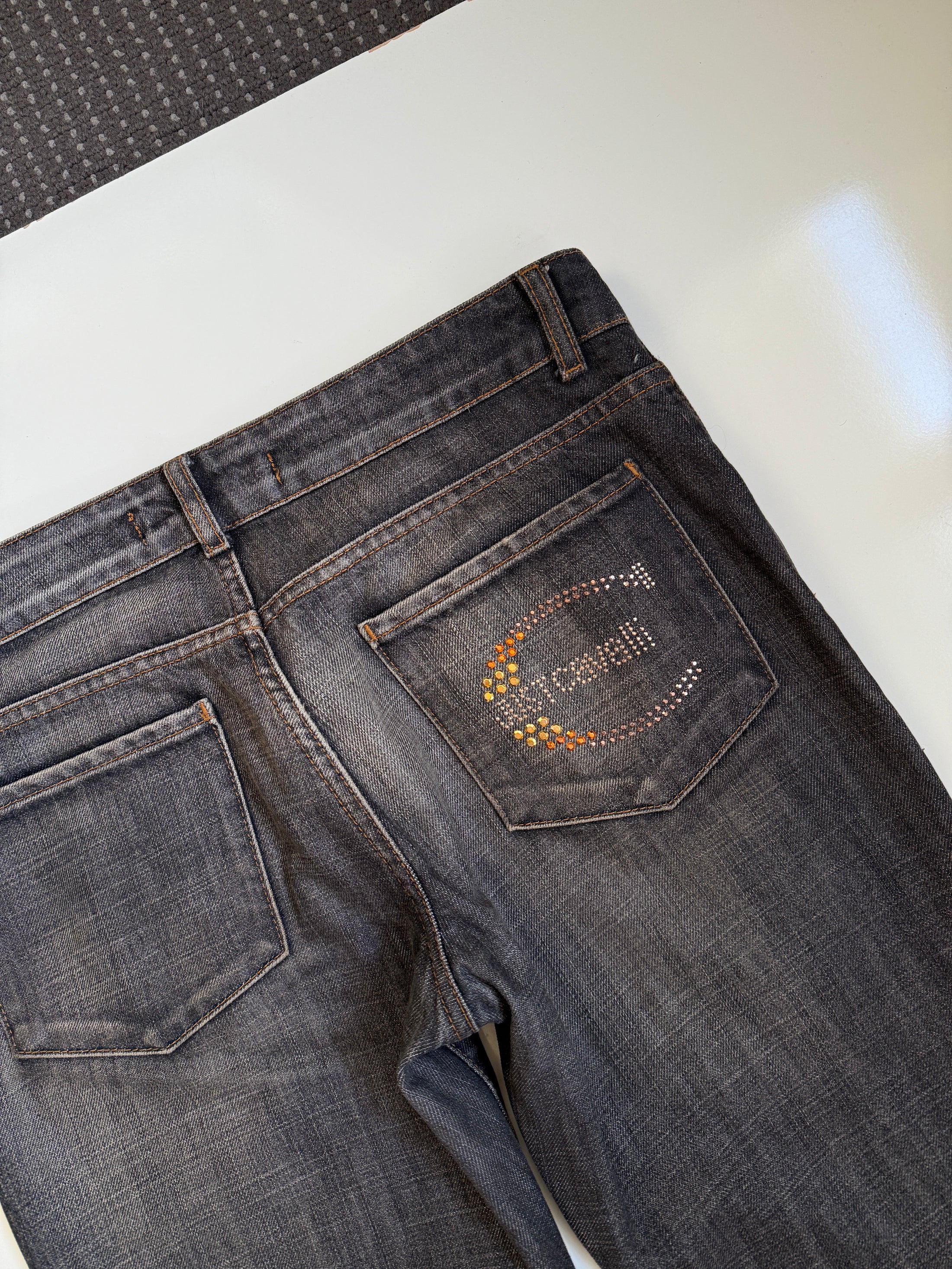 00's Cavalli diamante low-rise flared jeans • Size 10