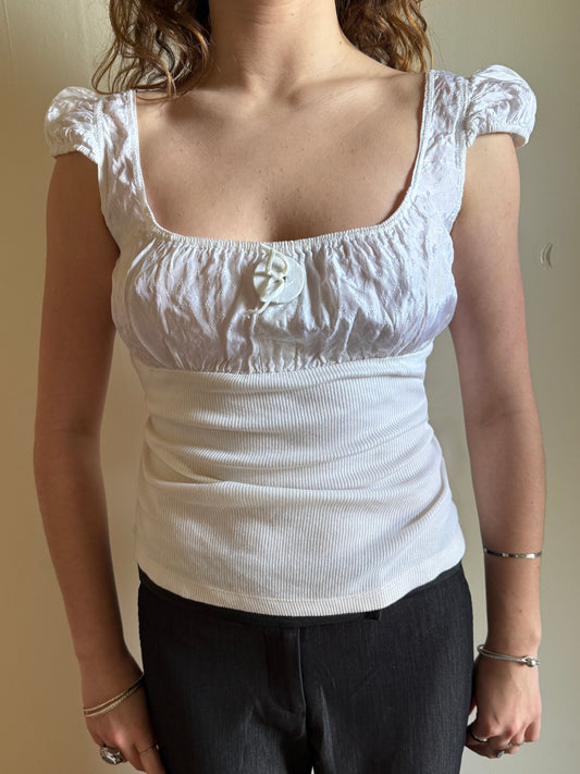 00's Morgan anglaise ribbed milkmaid top • Size M