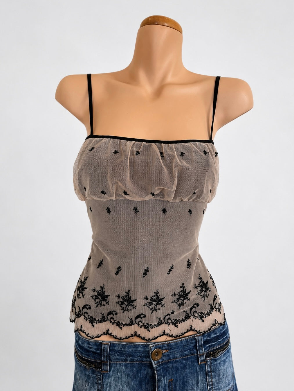00's Yes or No embroidered mesh lined cami • Size S