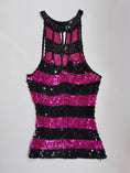 Load image into Gallery viewer, 00's Striped sequin crocheted halter • Size S
