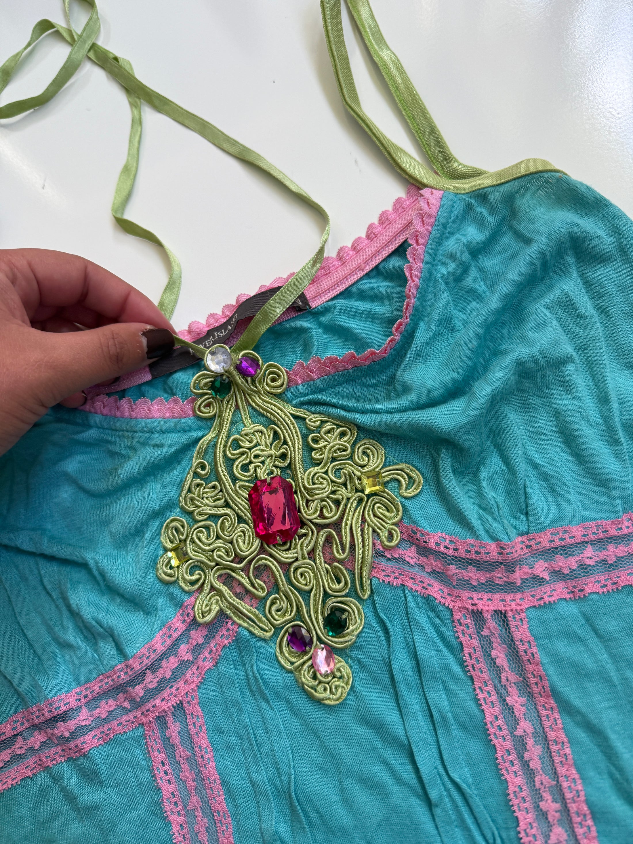 00's River Island gemstone detail cami • Size S