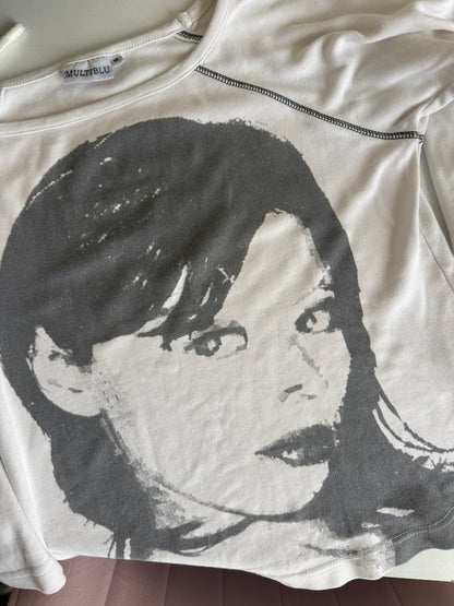 00's Face print cotton 3/4 sleeve • Size M/L