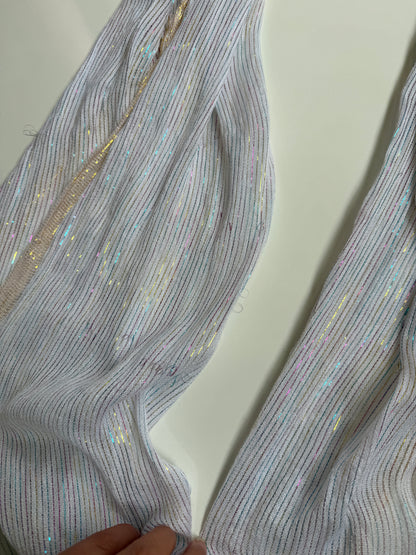 00s White scarf w glitter stripes