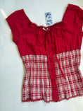 Load image into Gallery viewer, Deadstock 00's plaid ruched coquette top • Size 18
