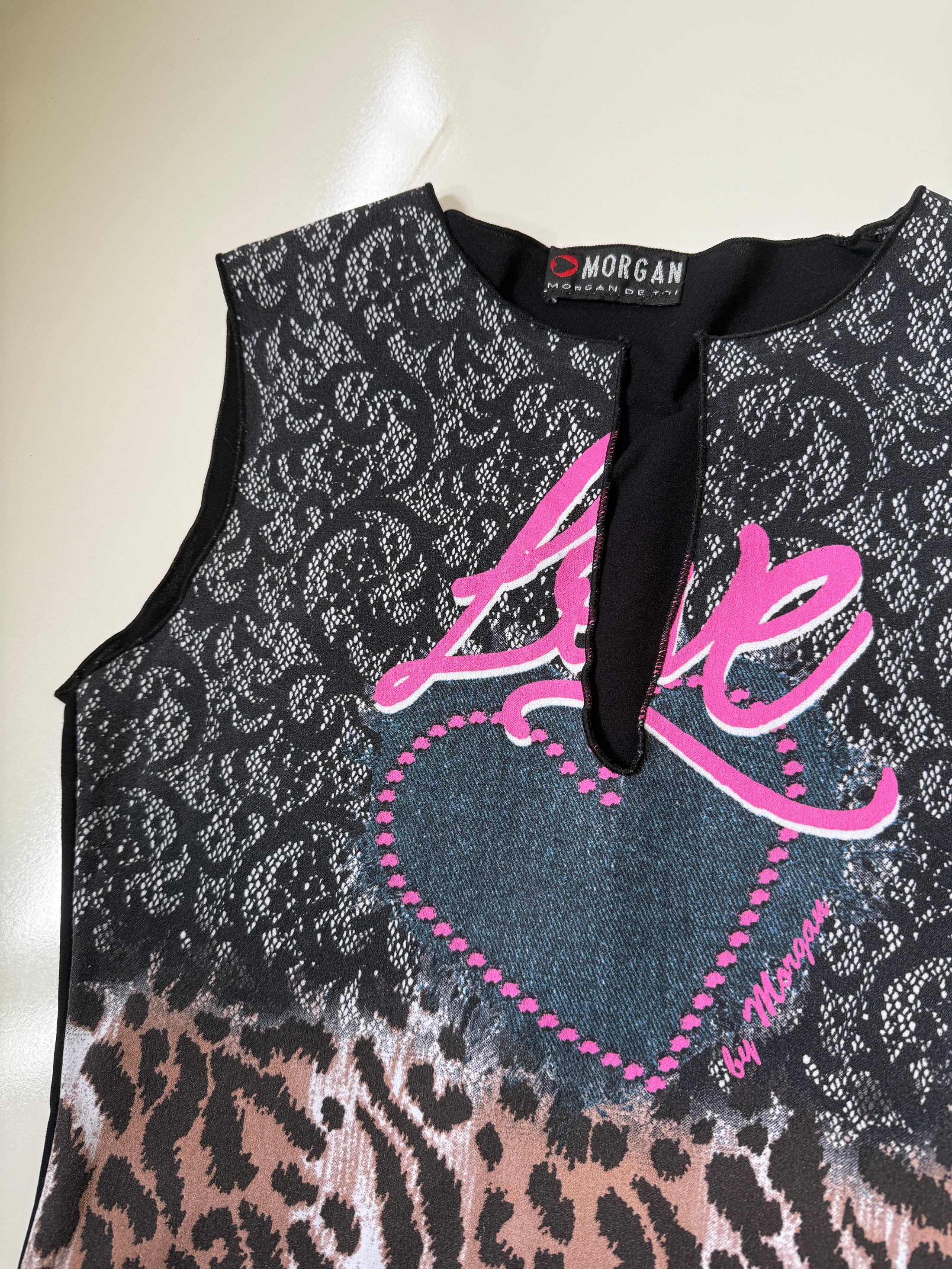 00's Morgan graphic print thick mesh tank • Size S