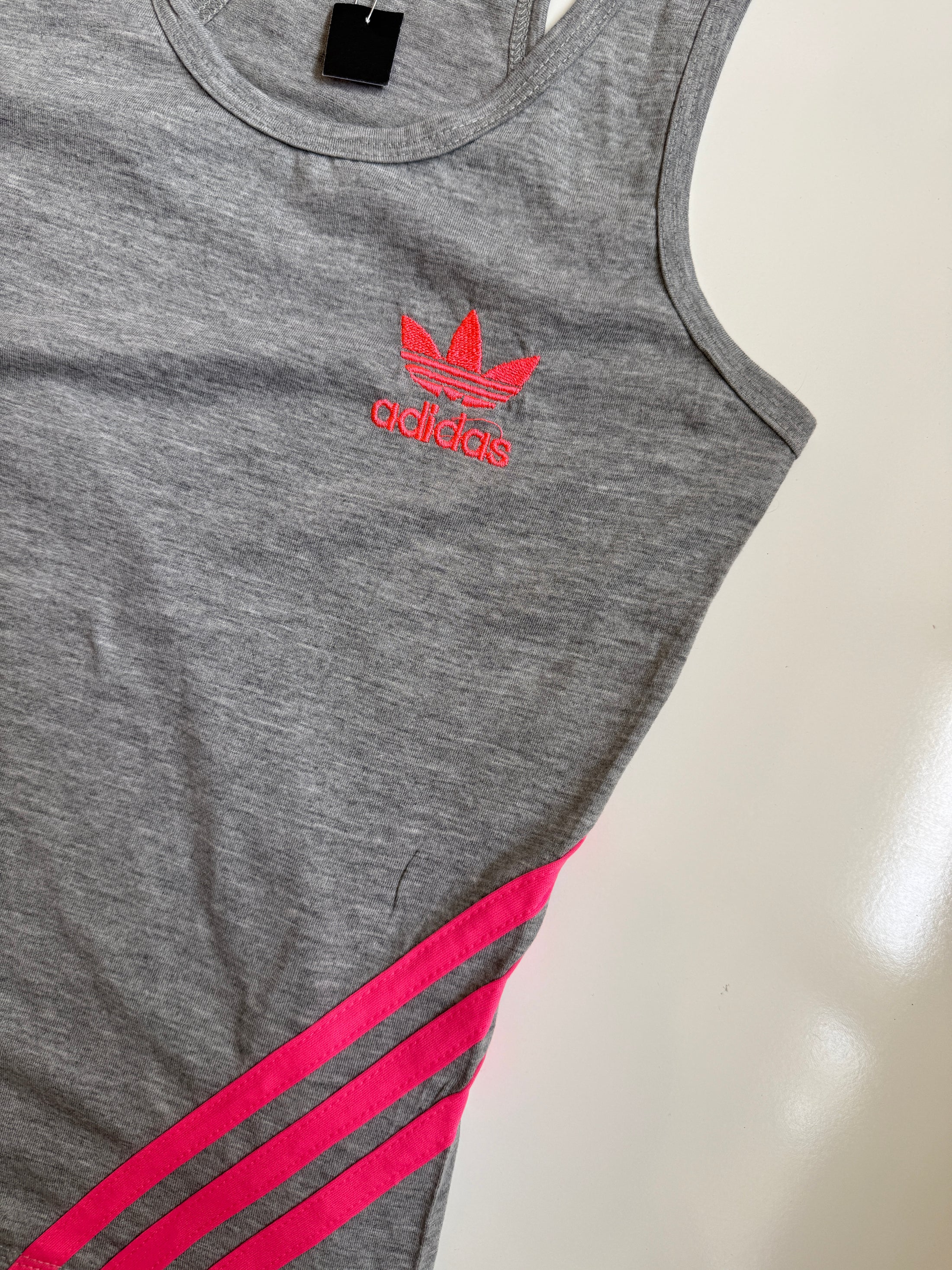 00's Adidas grey pink tank • Size S