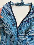 Load image into Gallery viewer, 00's Striped ruched embroidered halter w diamantes • Size S
